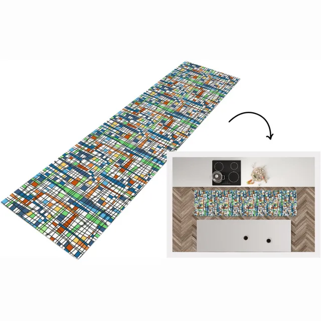 KitchenYeah Keukenloper - Keukenmat vinyl Patronen - Lijn - Wit - Keukenmatten loper - Keuken vloerkleed tapijt, foto 8