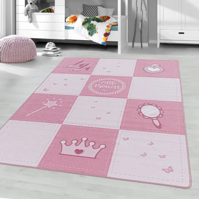 flycarpets Kindervloerkleed - Prinses - Roze 100x150 cm