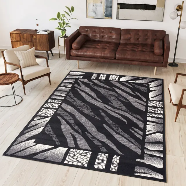 Tapiso Dream Vloerkleed Grijs Zwart Modern Dierenprint Woonkamer Tapijt Maat- 150x300 Grijs Zwart 4