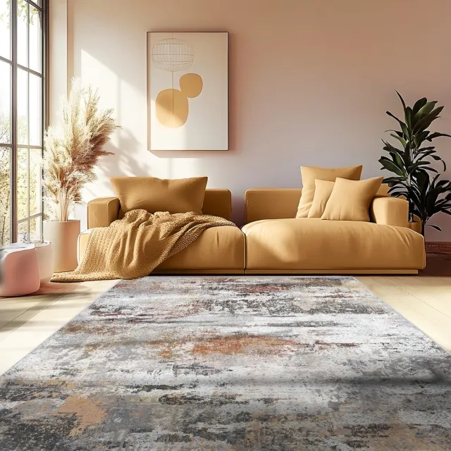 Unyqoos ® Modern Wasbaar Vloerkleed voor Woonkamer, Slaapkamer en Kantoor met Abstract Design, 120 x 160 cm grijs