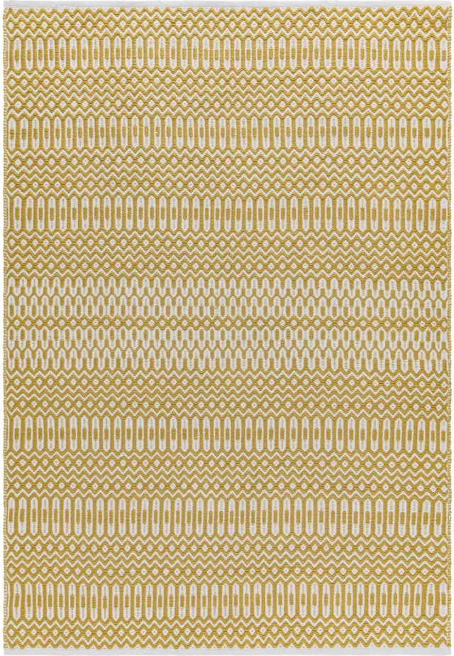 Eazy Living Easy Living - Easy Living Halsey Mustard Vloerkleed - 200x290 - Rechthoek - Buiten,Laagpolig Tapijt - Modern - Geel, Wit