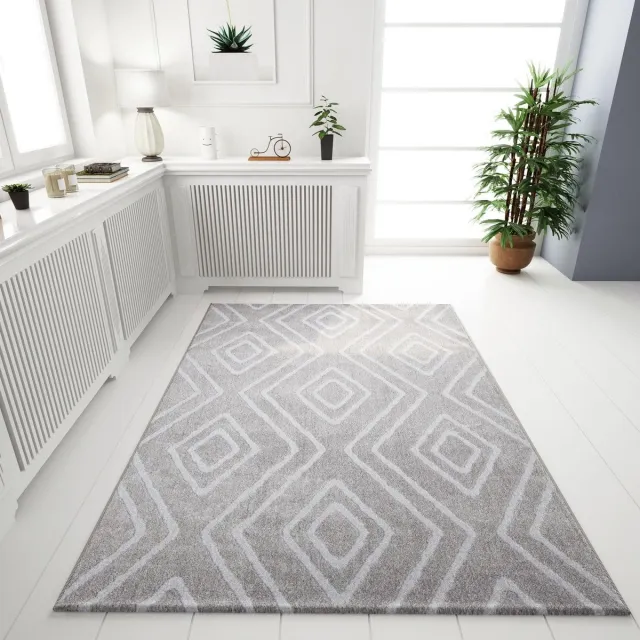 Ibenzoa Zacht en Modern Vloerkleed met 3D-Effect voor Woonkamer, Grijs, 160 x 230 cm