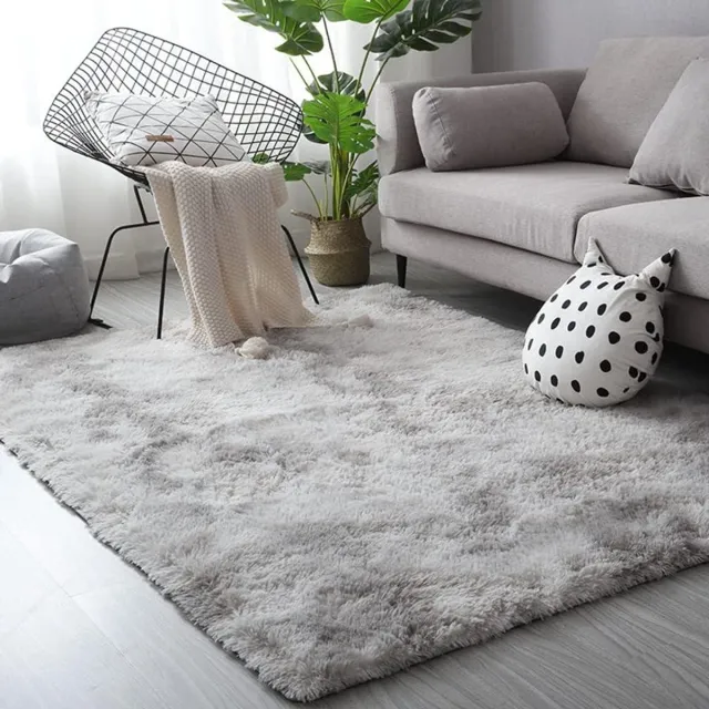 Provento Hoogpolig Vloerkleed Grijs Wit Modern | 160 x 230 cm | Pluizig Zacht Tapijt | Woonkamer Kinderkamer Slaapkamer | Decoratie Hal Loper Buitentapijt | Imitatiebont Shaggy Effen Bedtapijt. Any