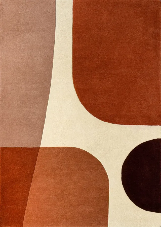 Acsento LipariTerra Vloerkleed - Oranje - Rechthoekig - Wol - Woonkamer, Slaapkamer, Eetkamer - Abstract - Modern