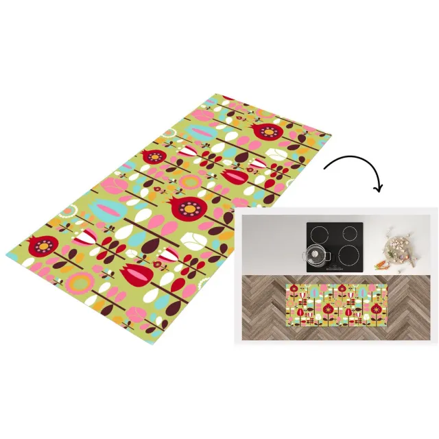 KitchenYeah Keukenloper 120x50 cm - Keukenmat vinyl Patronen - Bloemen - Kleuren - Keukenmatten loper - Keuken vloerkleed tapijt
