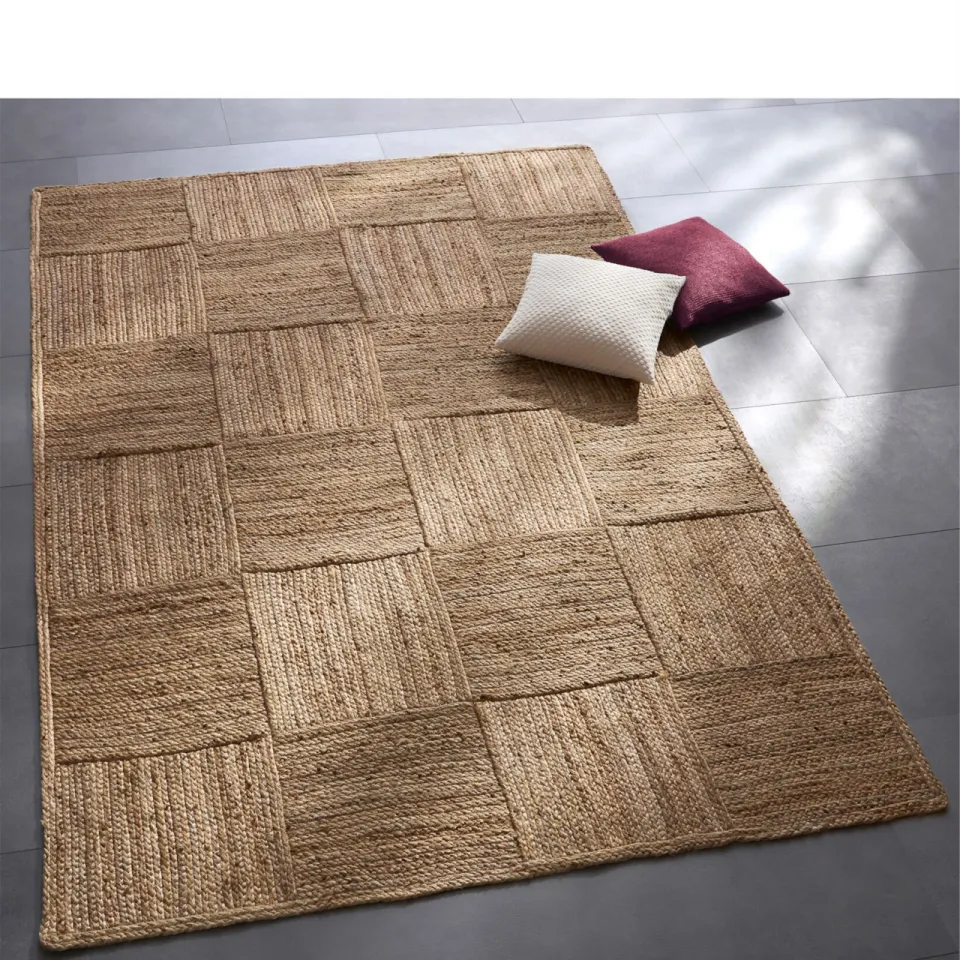 vloerkleed jute ruitdessin naturel, foto 2