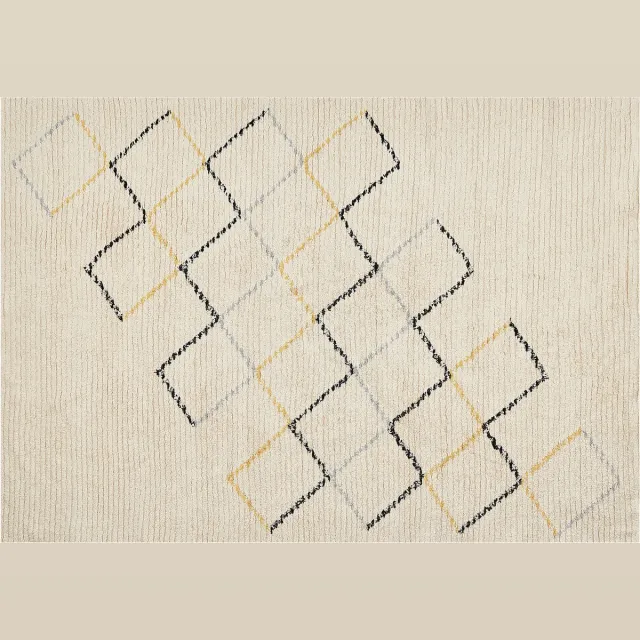 Beliani TEZPUR - Laagpolig vloerkleed - Lichtbeige - 160 x 230 cm - Katoen