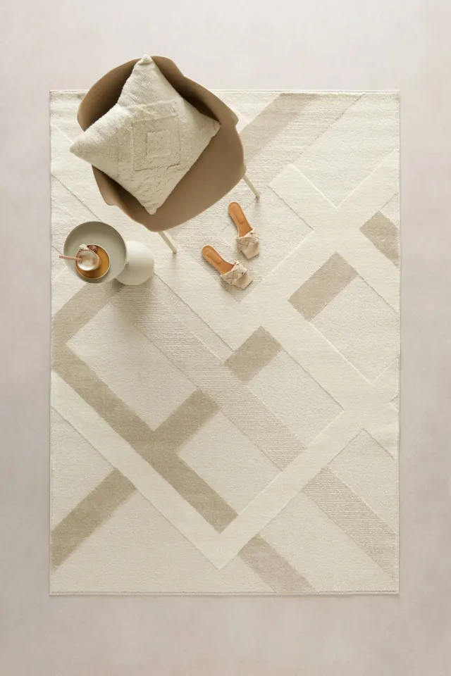 NOUS Living vloerkleed Tubac crème/taupe, foto 2