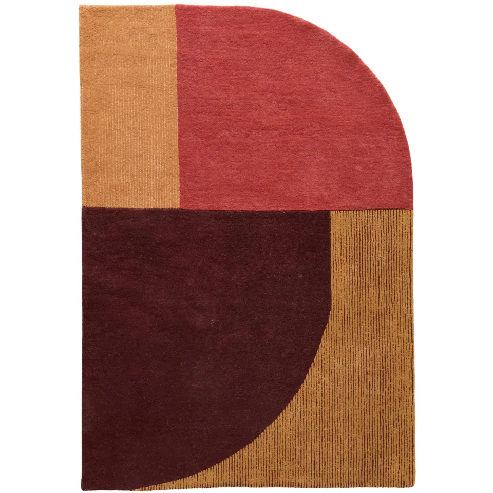 Studio LIVIT Alain laagpolig wollen vloerkleed burgundy/rood/terra