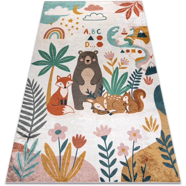 RUGSX Kleden Rugsx BAMBINO 61410 tapijt wasbaar Dieren, sterren, wolk Beige