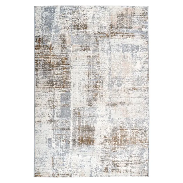 Padiro design laagpolig vloerkleed 160 x 230 cm - lichtbeige - modern abstract ontwerp - voor vloerverwarming - van polypropyleen, polyester en jute
