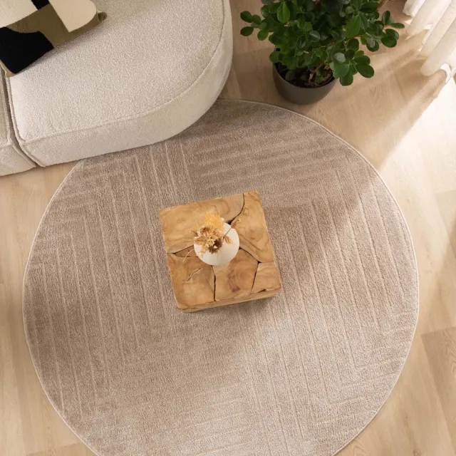 Nordic Weavers Scandinavisch vloerkleed rond - Contour Edge beige 160