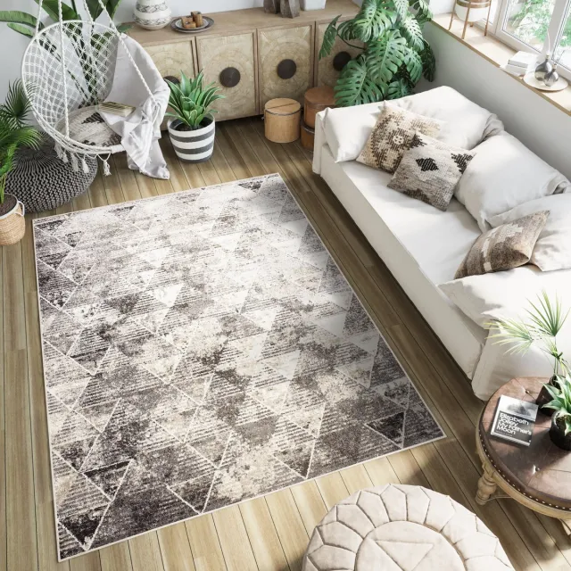 Tapiso Petra Vloerkleed Modern Laagpolig Beige Tapijt Maat- 80x150 Bruin Creme 3