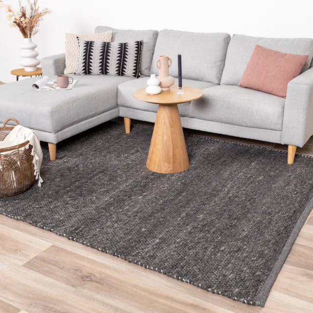 NATURL. Wollen vloerkleed - Feline Antraciet/Gemeleerd | Warm! - 230x330cm