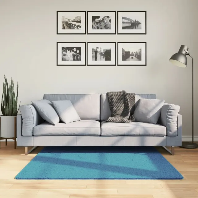 vidaXL Vloerkleed OVIEDO laagpolig 120x120 cm turquoise, foto 2