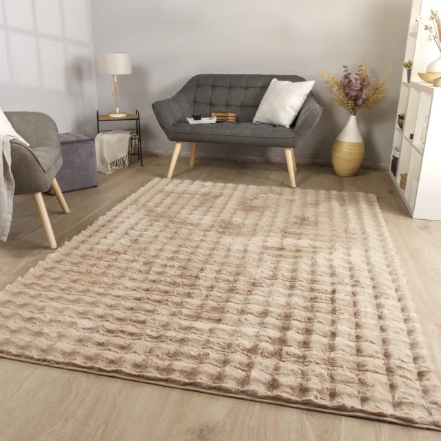 TT Home Woonkamertapijt langpolig woonkamertapijt ruitvormig zacht 3D-ontwerp 200 x 280 cm Rechthoek grijs beige