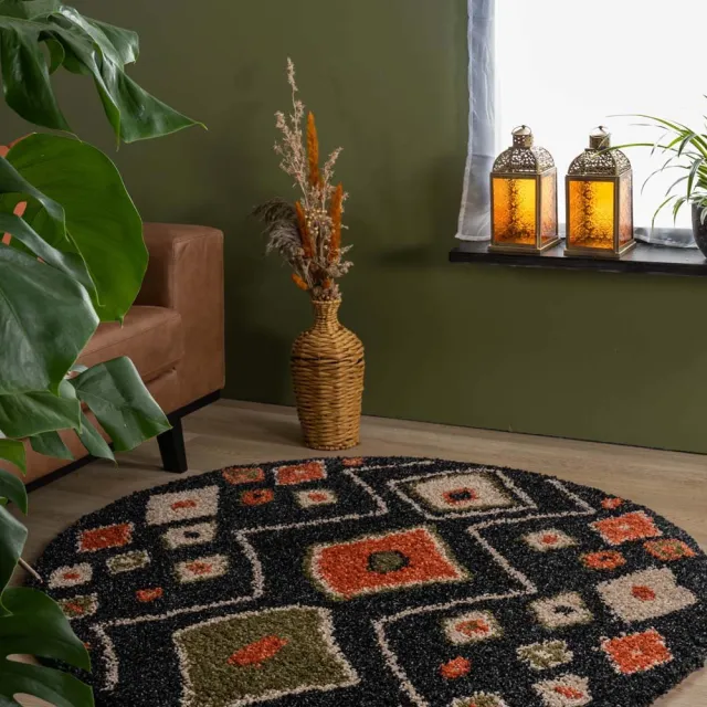 Boho&me Bohemian vloerkleed rond - Artisan antraciet/multi 120