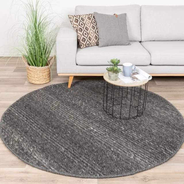 NATURL. Rond wollen vloerkleed - Feline Antraciet/Gemeleerd - Ø 160cm