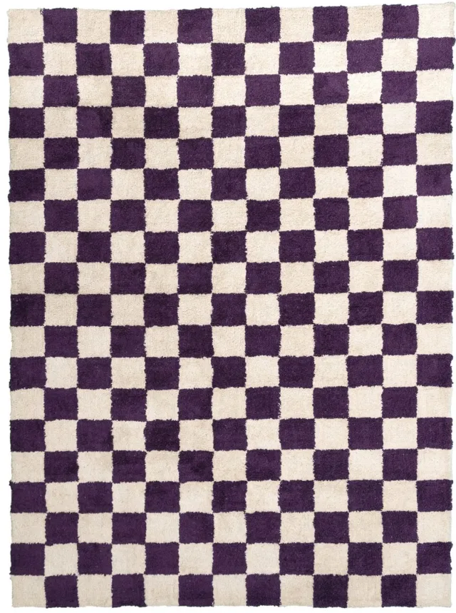 Fraai Retro vloerkleed - Gambit Paars/Wit - 160x230cm