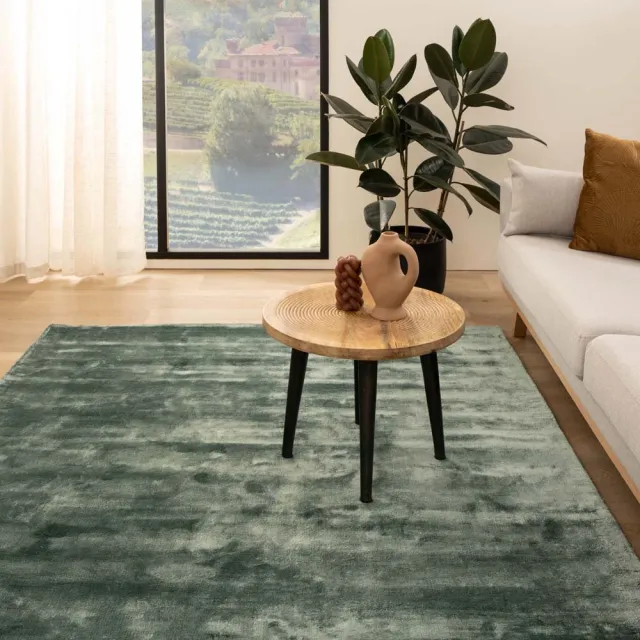 Paon Brillant Viscose vloerkleed vierkant - Pearl azuurblauw 300x300
