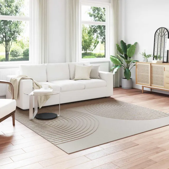 vidaXL Binnen kleed GALATI Crèmekleurig 240 x 240 cm Polyester, foto 2