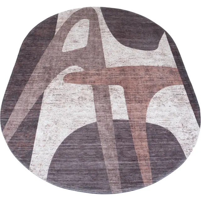 Veer Carpets Vloerkleed Form - Ovaal 200 x 290 cm - Design Vloerkleed met Geometrisch Patroon Bruin