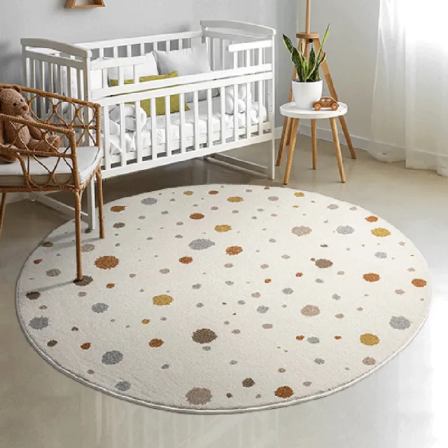 the carpet Beat Kids kinderkleed – bonte stippen, zacht & onderhoudsvriendelijk, crème met kleurrijke stippen in oranje, 120 cm rond