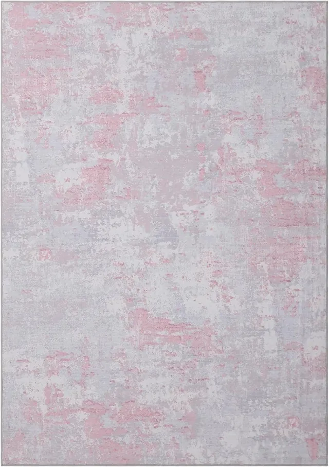Triumpunpre Vloerkleed 160 x 230 cm, grijsroze, abstracte print, wasbaar, antislip, zacht polyester