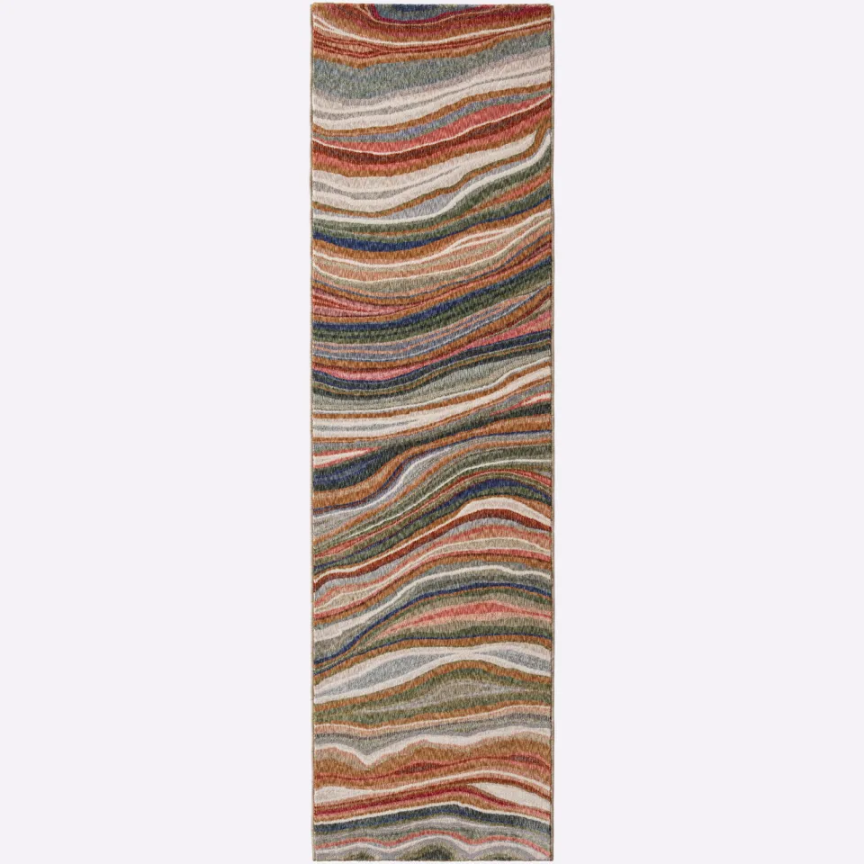 vloerkleed golfdessin meerkleurig gemêleerd rood/ecru gemêleerd, foto 2