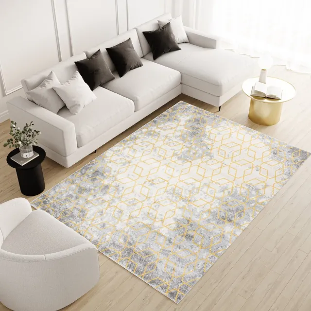 Tapiso Malesia Vloerkleed Abstract Woonkamer Tapijt Maat- 80x150 Lichtgrijs 2