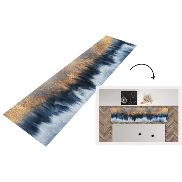 KitchenYeah Keukenloper - Loper keuken - Abstract - Goud - Luxe - 240x60 cm - Keukenloper vinyl Multicolor