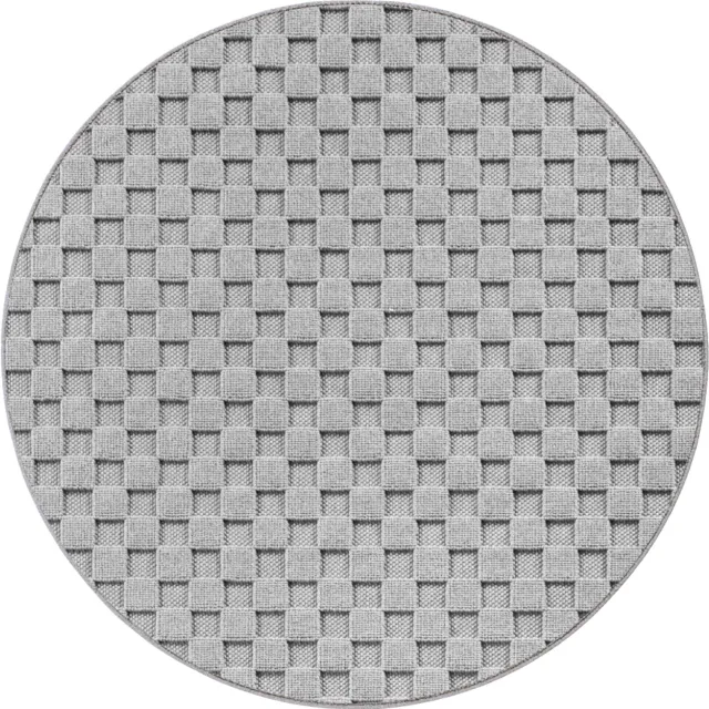 Ayyildiz Helix Geruit Vloerkleed Grijs 120 cm rond – Laagpolig Tapijt met Ruitpatroon – Modern Vloerkleed voor Woonkamer en Slaapkamer