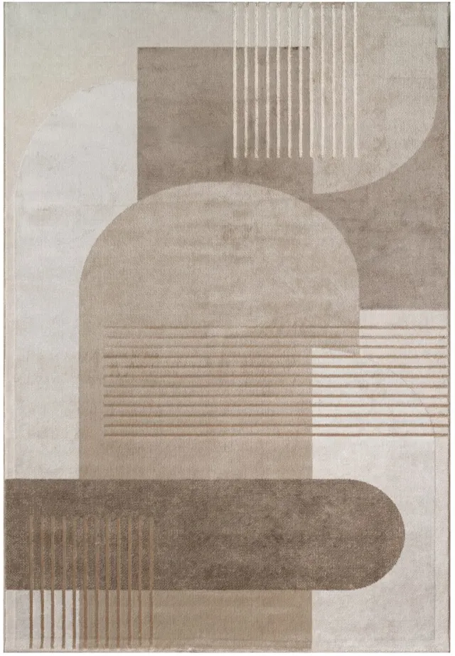 TT Home Laagpolig vloerkleed - Abstract - Beige - 80 x 300 cm natur