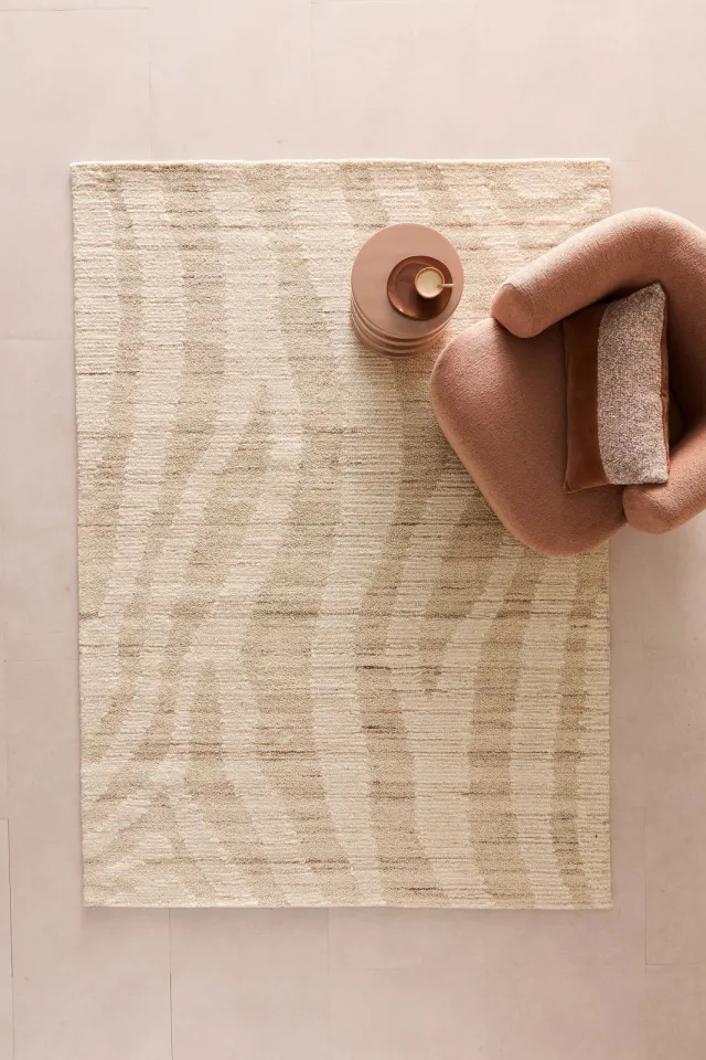 NOUS Living Amory wollen vloerkleed beige Beige/wit