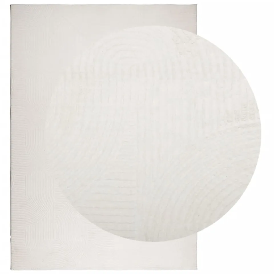 vidaXL Vloerkleed IZA laagpolig Scandinavisch 140x200 cm crèmekleurig