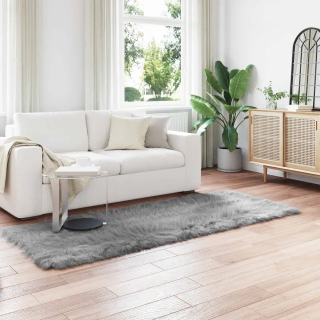 vidaXL Tapijt van imitatie TAFALLA Grijs 80 x 250 cm Polyester, foto 2