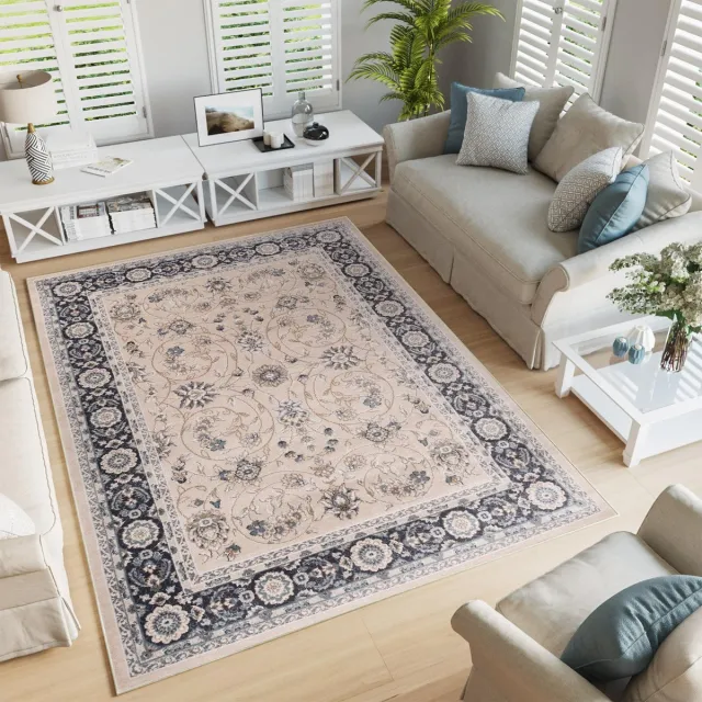 Tapiso Colorado Vloerkleed Beige Zwart Modern Oriental Tapijt, foto 5