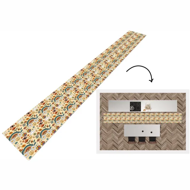 KitchenYeah Keukenloper 480x60 cm - Keukenmat vinyl Vintage - Patronen - Zomer - Keukenmatten loper - Keuken vloerkleed tapijt Vintage - Zomer