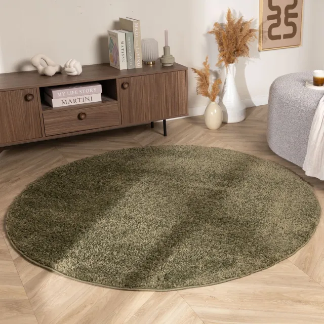 NATURL. Rond Hoogpolig vloerkleed - Wish Groen - Ø 120cm