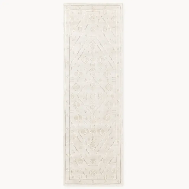 Westwing Collection Handgeweven viscose loper Shaila Wit