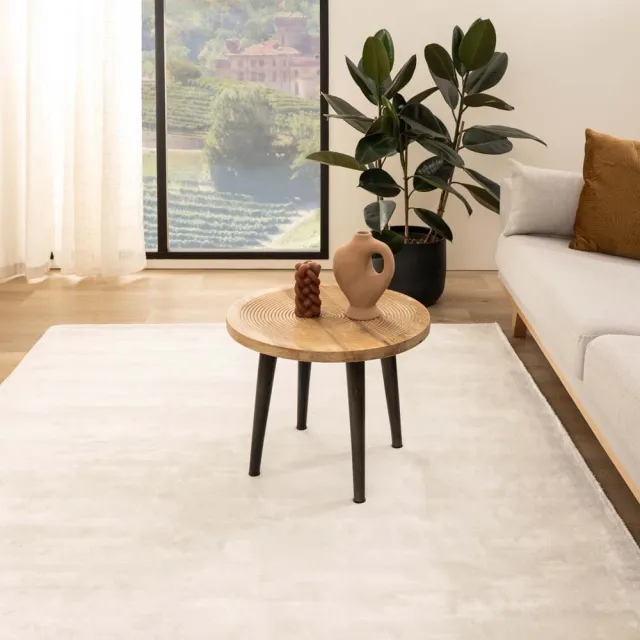 Paon Brillant Viscose vloerkleed vierkant - Pearl wit 200x200