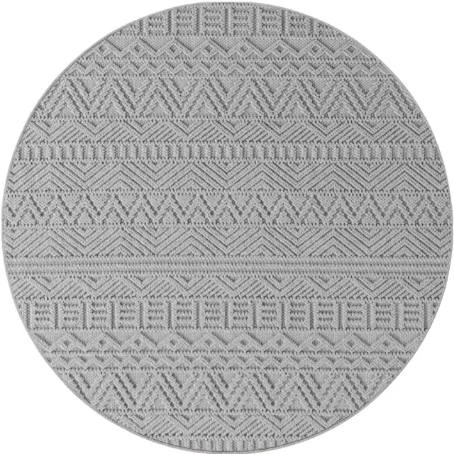 Dutch XXL Rond Bohemian Vloerkleed | Tapijt | Helix | Etnisch | Zilver | 160x160 cm