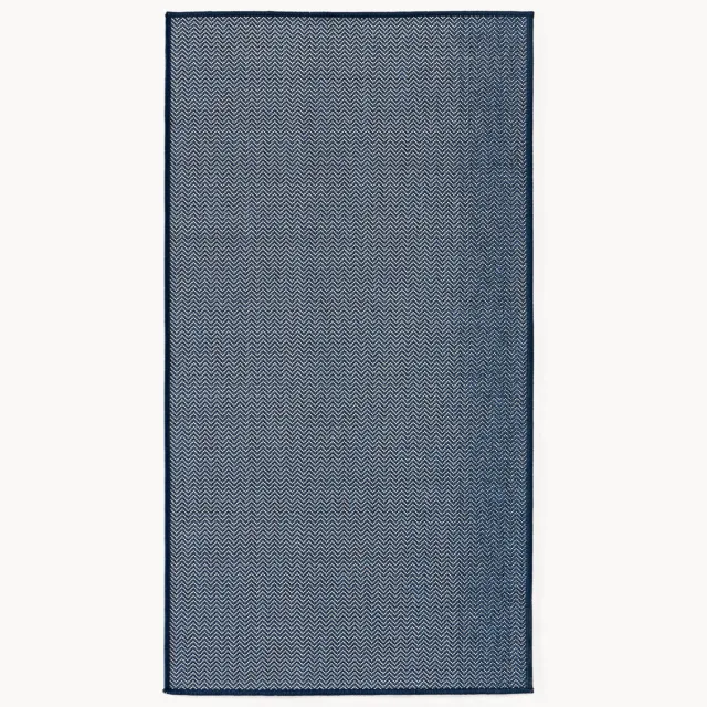 Westwing Collection Indoor & outdoor dubbelzijdig vloerkleed Cort met zigzag patroon Blauw