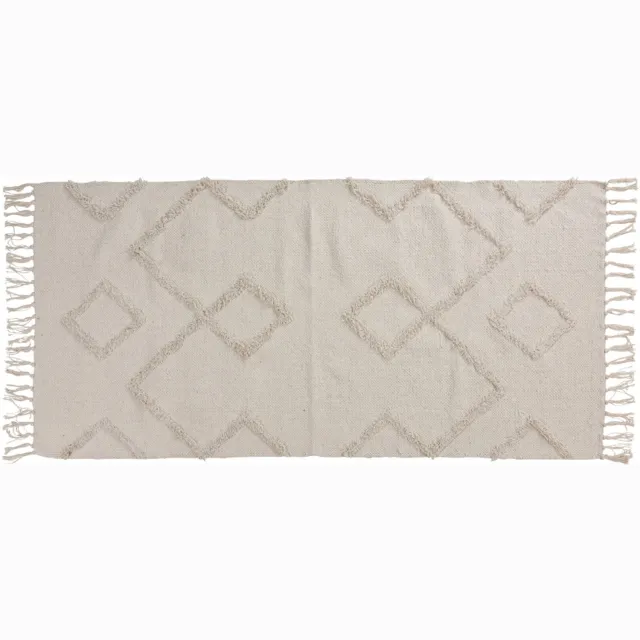 Home & Styling Collection Home Styling Collection - Vloerkleed - Katoenen vloerkleed met franjes, 70 x 140 cm Wit