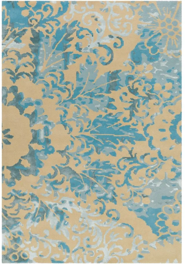 Padiro stijlvol laagpolig vloerkleed - crème / offwhite - botanisch bloemenpatroon - voor vloerverwarming - van wol, viscose en katoen beige