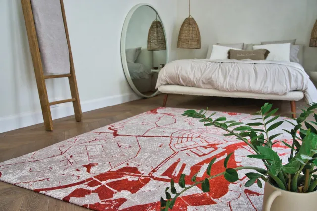 Louis de Poortere Vloerkleed Cities Amsterdam Orange Cut Rood