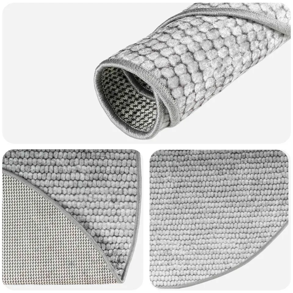 vidaXL Vloerkleed Grijs Ø 120 cm 100% Polyester 3 mm Wasbaar, foto 3