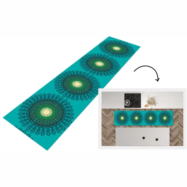KitchenYeah Keukenloper - Loper keuken - Mandala - Design - Patronen - Filigraan - 240x60 cm - Keukenloper vinyl Multicolor