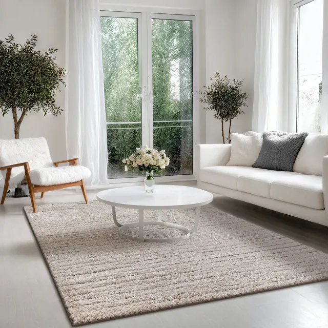 the carpet Bahar Shaggy – Modern hoogpolig vloerkleed in Scandinavische stijl, onderhoudsvriendelijk, beige