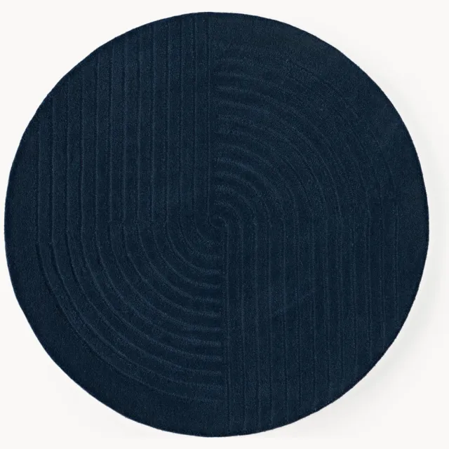 Westwing Collection Rond wollen vloerkleed Mason, handgetuft Blauw